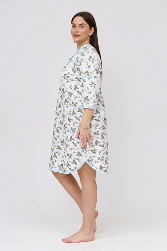 Ночная сорочка Камелия набивная белый/бирюза