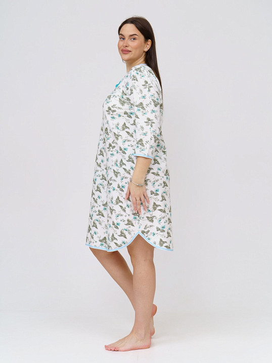 Ночная сорочка Камелия набивная белый/бирюза