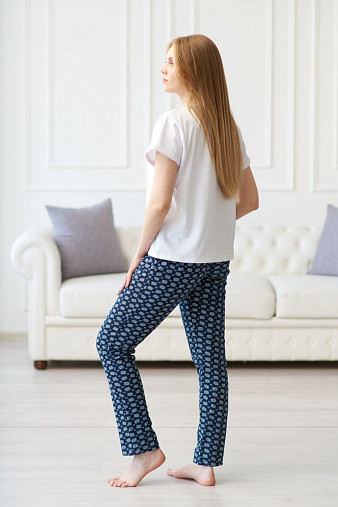 Брюки Силуэт синий/ромбы