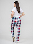 Брюки Силуэт бело-красный/клетка