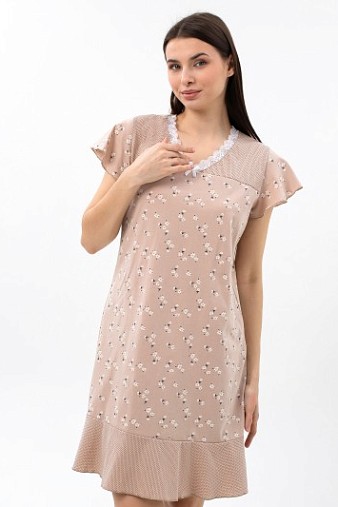 Ночная сорочка Астра крыло беж/цветы