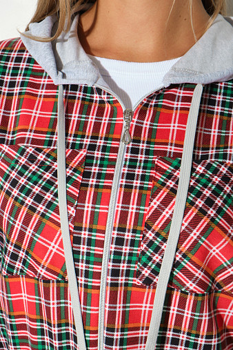 Рубашка жен. Гармония красная/клетка