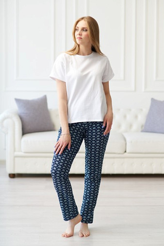 Брюки Силуэт синий/ромбы