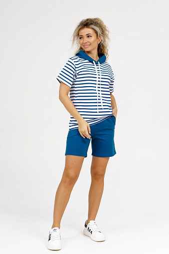 Костюм Новелла набивной петроль/полоса