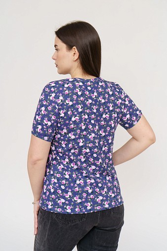 Футболка женская Незабудка индиго/цветы