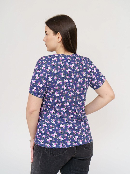 Футболка женская Незабудка индиго/цветы