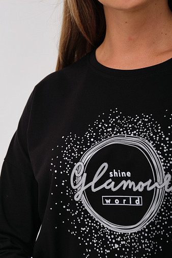 Лонгслив жен. Гламур черный