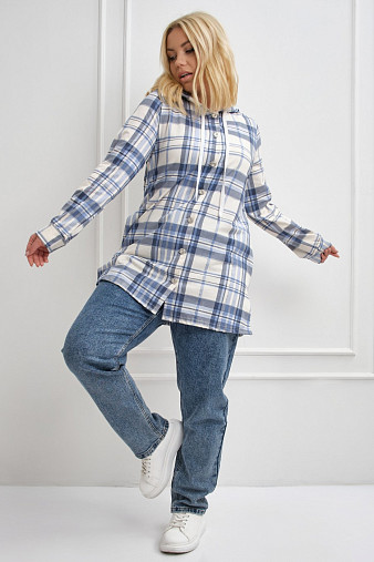 Рубашка Ривьера голубой/клетка