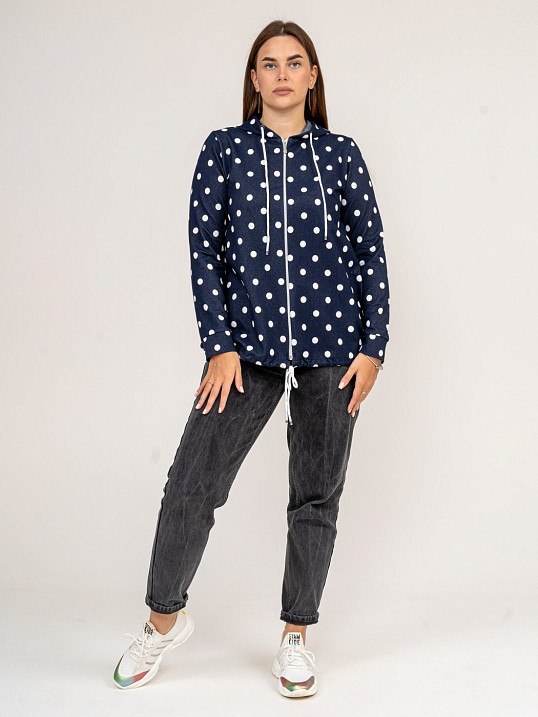 Толстовка женская Мираж футер т.синий/горох