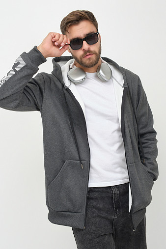Толстовка муж. Дэнди 3-х нитка начес т.серый