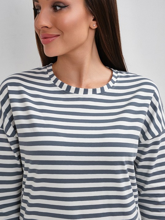 Лонгслив Николь графит/полоса Лонгслив Николь графит/полоса