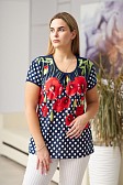 Футболка Сердечное тепло синий/горох