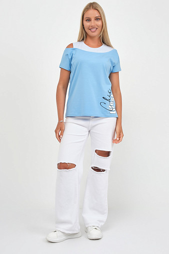 Футболка женская Чика голубой/св.голубой