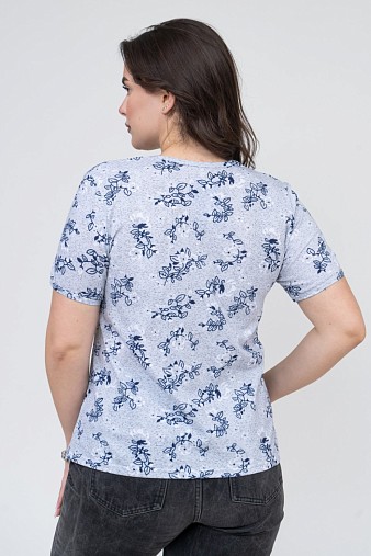 Футболка женская Незабудка серый/цветы
