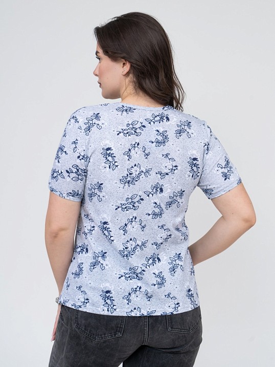 Футболка женская Незабудка серый/цветы
