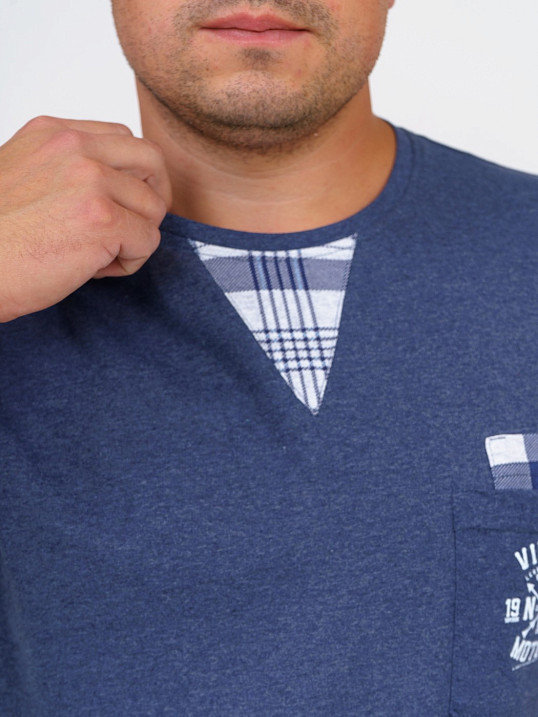 Пижама мужская Олимп кор.рукав св.серый/клетка