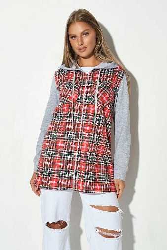 Рубашка жен. Гармония красная/клетка