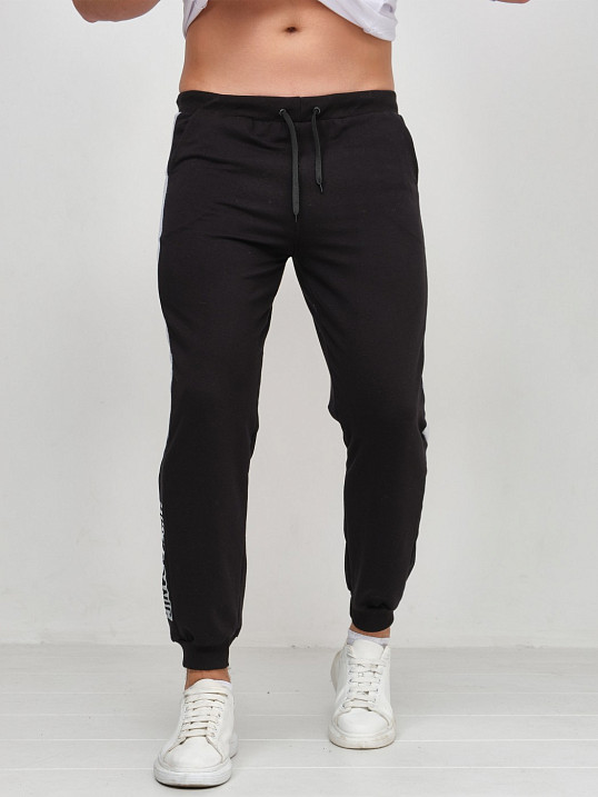 Брюки мужские лампас чёрный