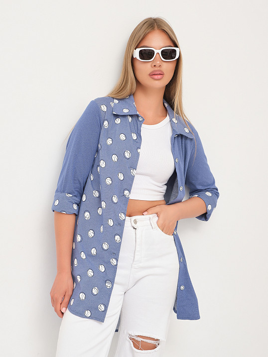 Рубашка Асимметрия джинс/горох