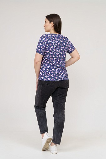 Футболка женская Незабудка индиго/цветы