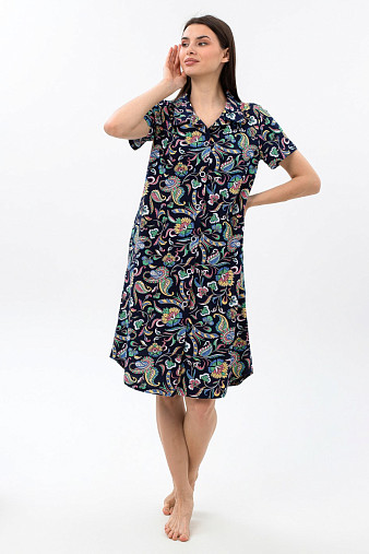 Халат Анна синий/узор