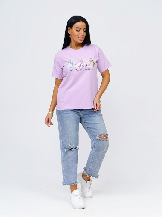Футболка женская Смайл лаванда