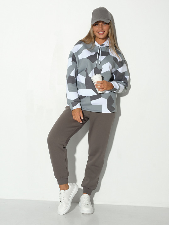 Костюм жен. Геометрия набивка 3-х нитка начес серый