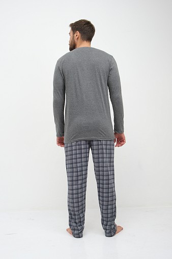 Пижама мужская Олимп дл.рукав серо-синий/клетка Пижама мужская Олимп дл.рукав серо-синий/клетка