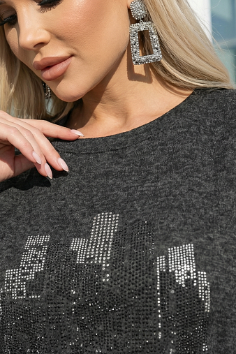 Джемпер женский Мегаполис 3/4 рукав т.серый