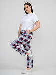 Брюки Силуэт бело-красный/клетка