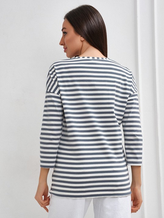 Лонгслив Николь графит/полоса Лонгслив Николь графит/полоса