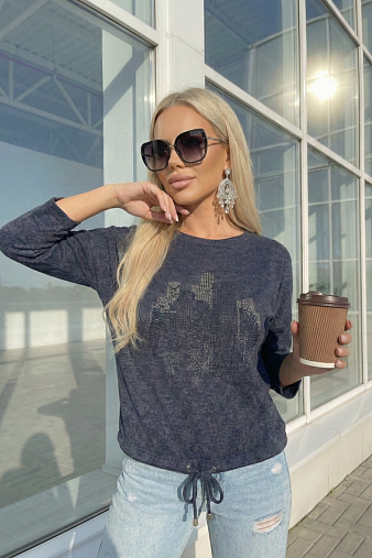 Джемпер женский Мегаполис 3/4 рукав синий