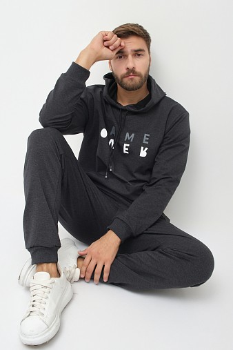 Костюм мужской Тайм 2-х нитка антрацит/меланж