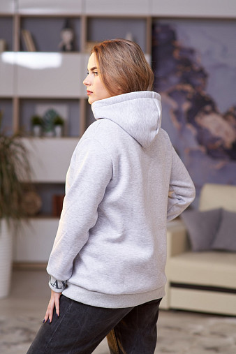 Толстовка женская Стрит начес серый/меланж