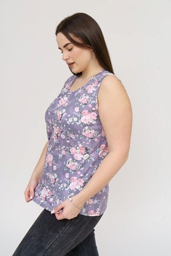 Майка Летнее признание серый/цветы