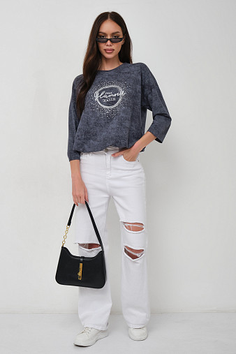 Лонгслив жен. Гламур варенка т.серый