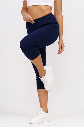 Бриджи кулирка с лайкрой однотонные синий