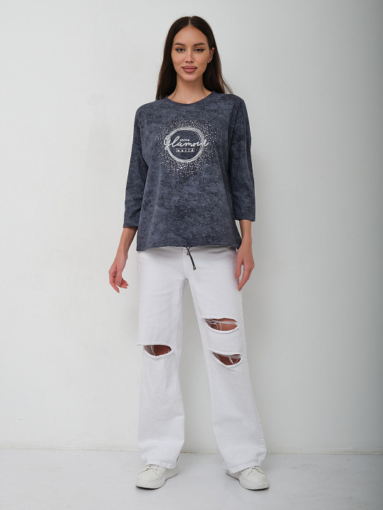 Лонгслив жен. Гламур варенка т.серый