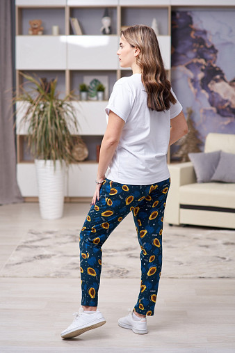 Брюки Силуэт индиго-папайя