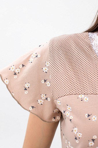 Ночная сорочка Астра крыло беж/цветы