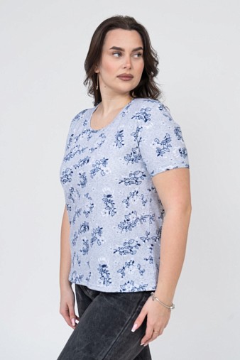 Футболка женская Незабудка серый/цветы