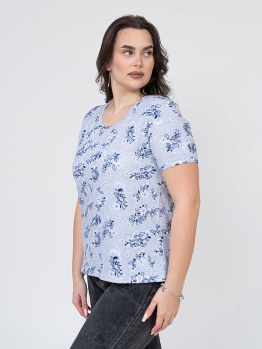 Футболка женская Незабудка серый/цветы