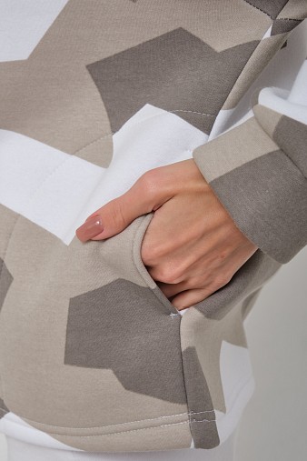 Толстовка жен. Геометрия 3-х нитка начес олива