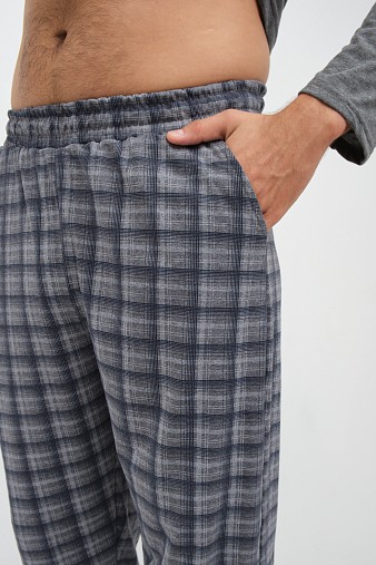 Пижама мужская Олимп дл.рукав серо-синий/клетка Пижама мужская Олимп дл.рукав серо-синий/клетка