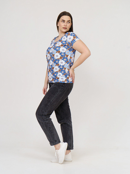 Футболка Фонарик х/б сине-белая