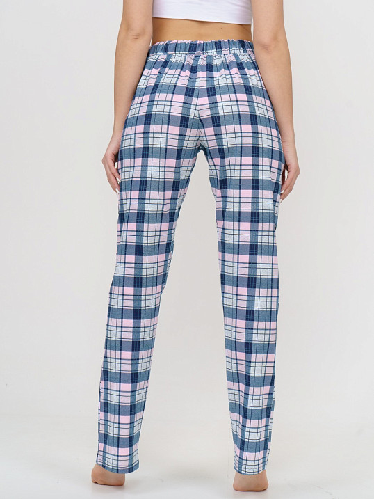 Брюки Силуэт сине-розовый/клетка