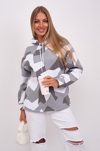 Толстовка жен. Геометрия 3-х нитка начес серый