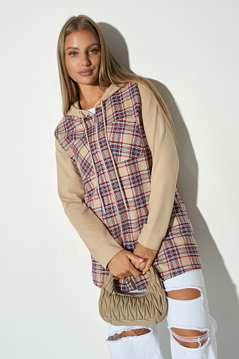 Рубашка жен. Гармония бежевый/клетка