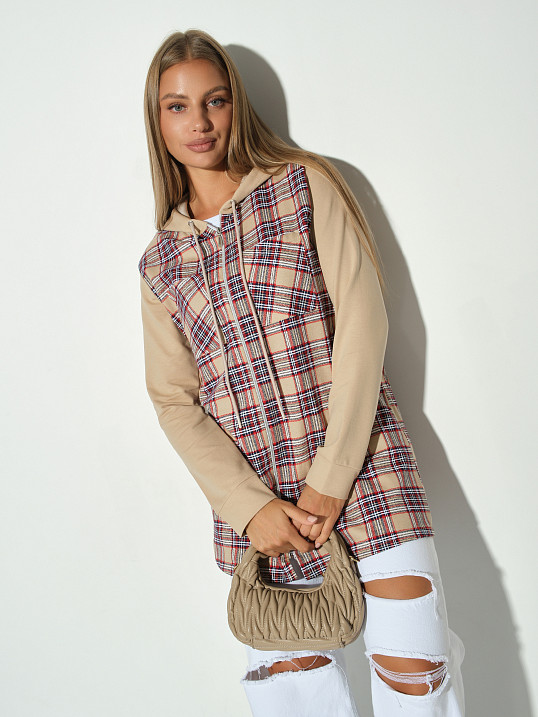 Рубашка жен. Гармония бежевый/клетка