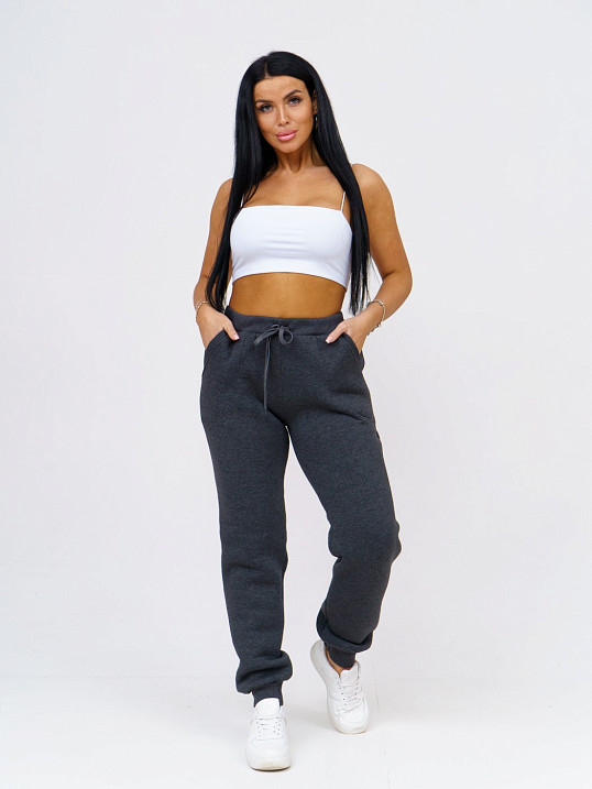 Брюки женские футер 3-х нитка антрацит/меланж